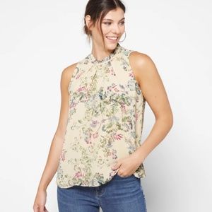 NWT Vince Camuto Sleeveless Pleat Neck Blouse